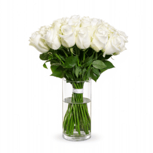 זר ורדים לבנים באגרטל