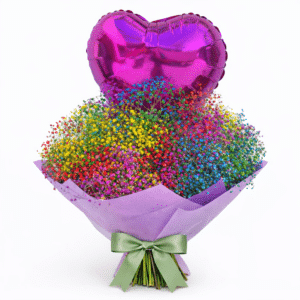 זר פרחים גיבסונית - ענן צבעוני עם בלון