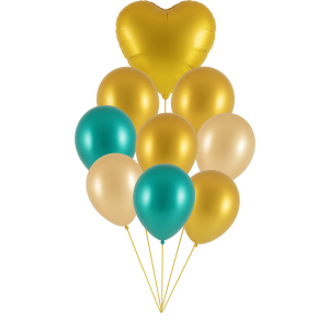 זר בלונים זהב וטורקיז