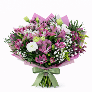 זר פרחים רומנטיקה ורודה